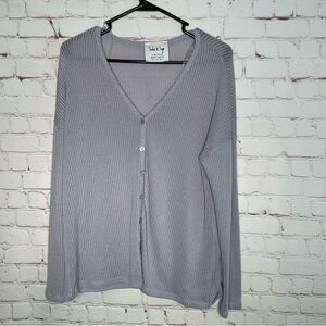 Sadie Sage Lavender Purple Long Sleeve Cardigan Top Open‎ Knit Sweater Size M